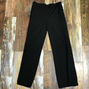 Black Dress Pants Side Detail Straight Leg Small